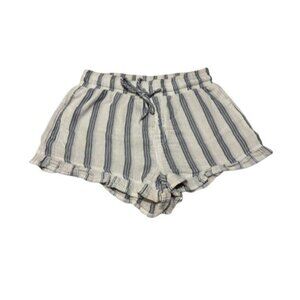 BanJara Womens Blue & White Striped Paperbag Tie Front Cotton Shorts S